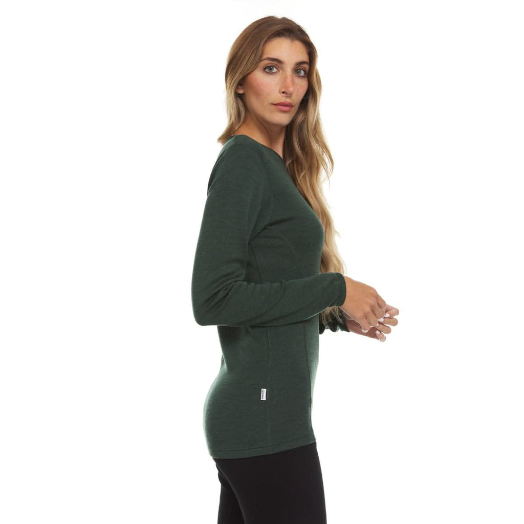 Women's 100% Merino Wool Crew Neck Long Sleeve Base Layer Top