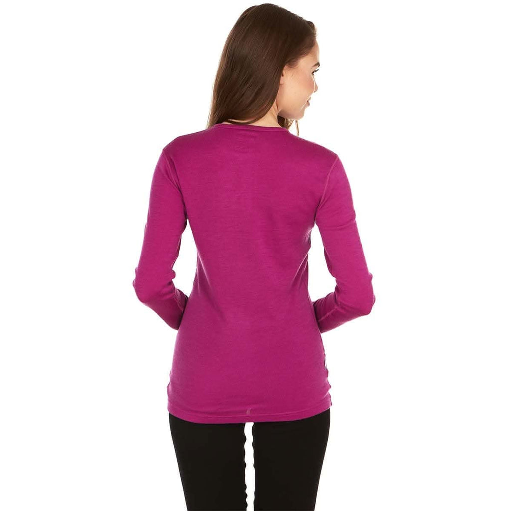 Women's 100% Merino Wool Crew Neck Long Sleeve Base Layer Top
