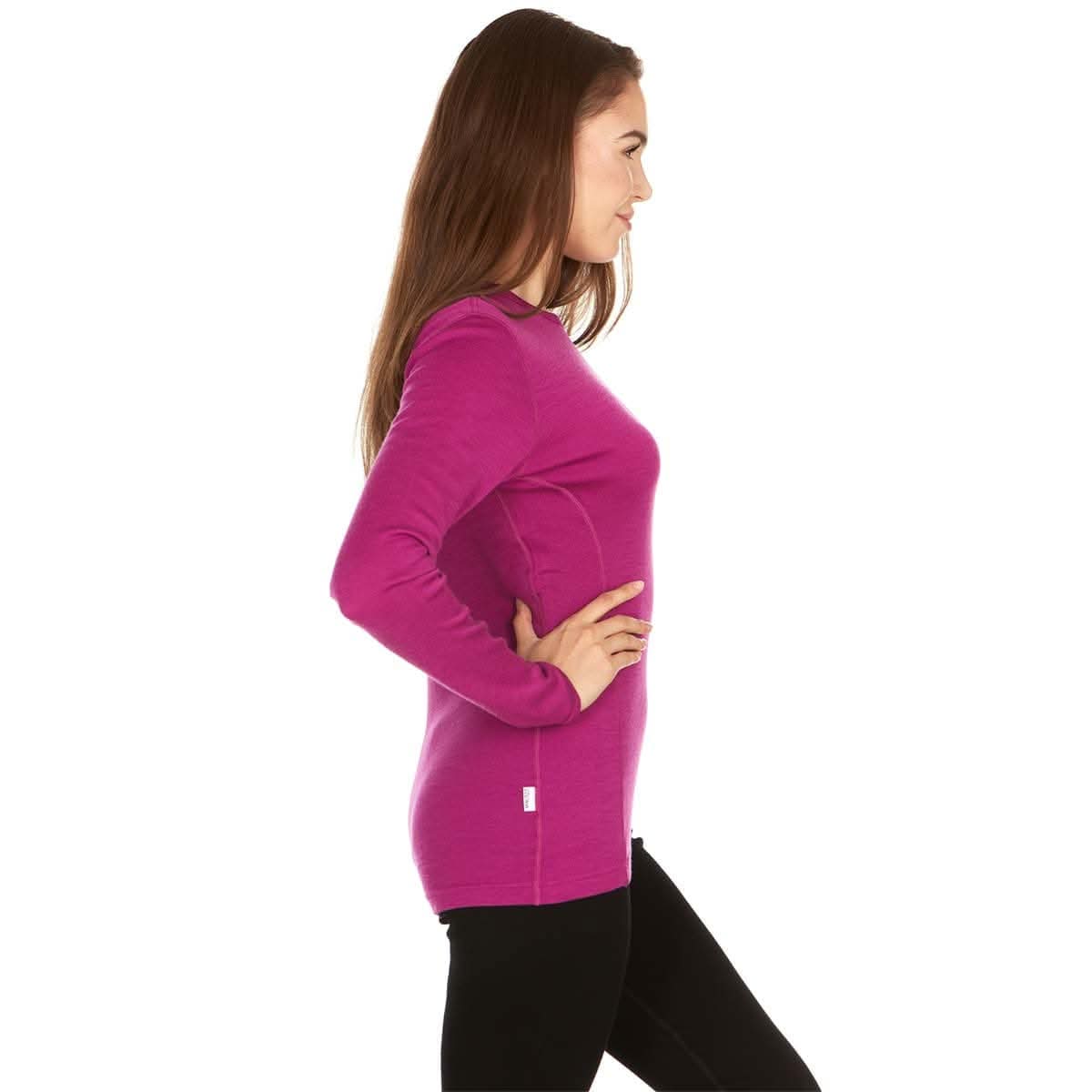 Women's 100% Merino Wool Crew Neck Long Sleeve Base Layer Top
