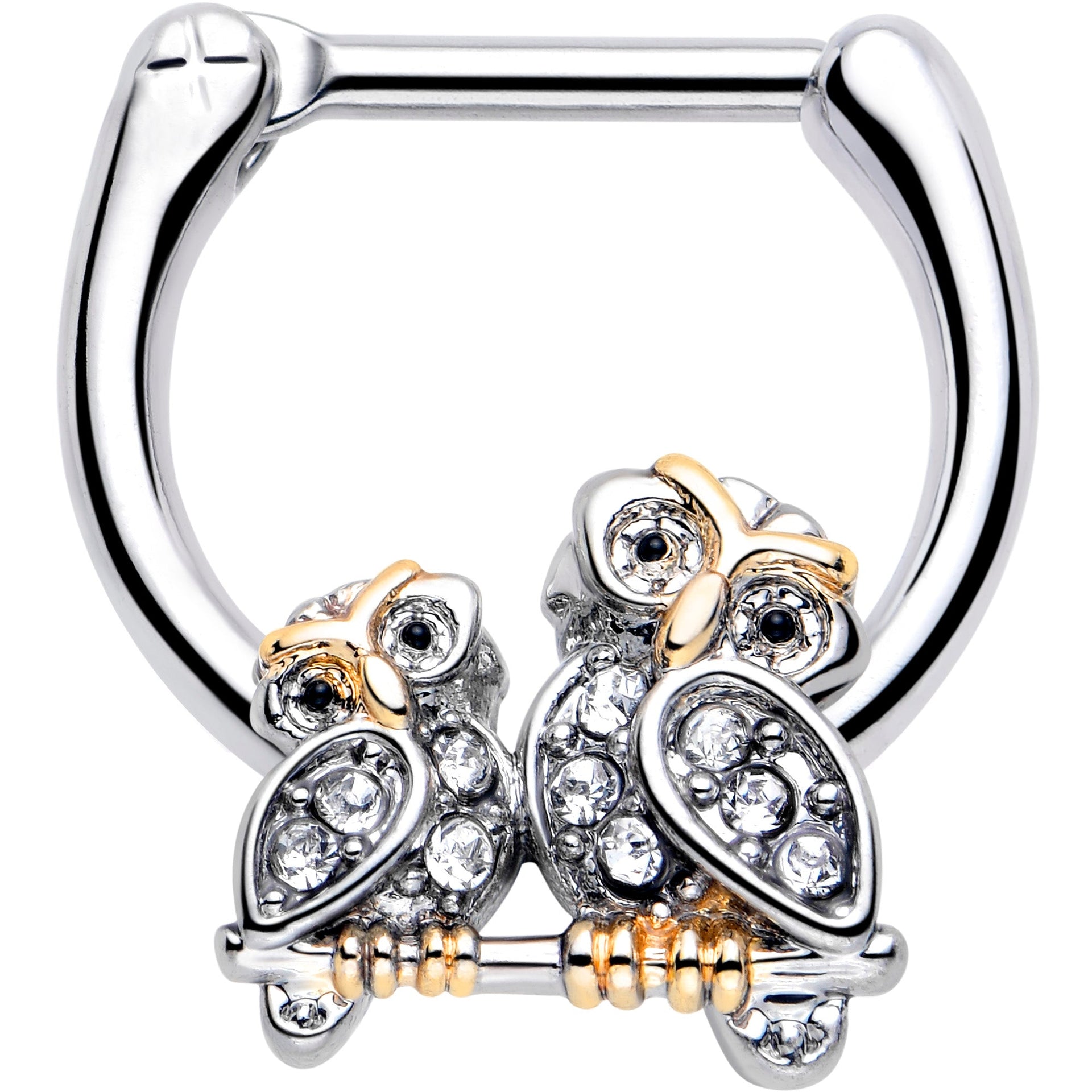 16G 5/16 Clear Gem Evening Owls Cartilage Clicker