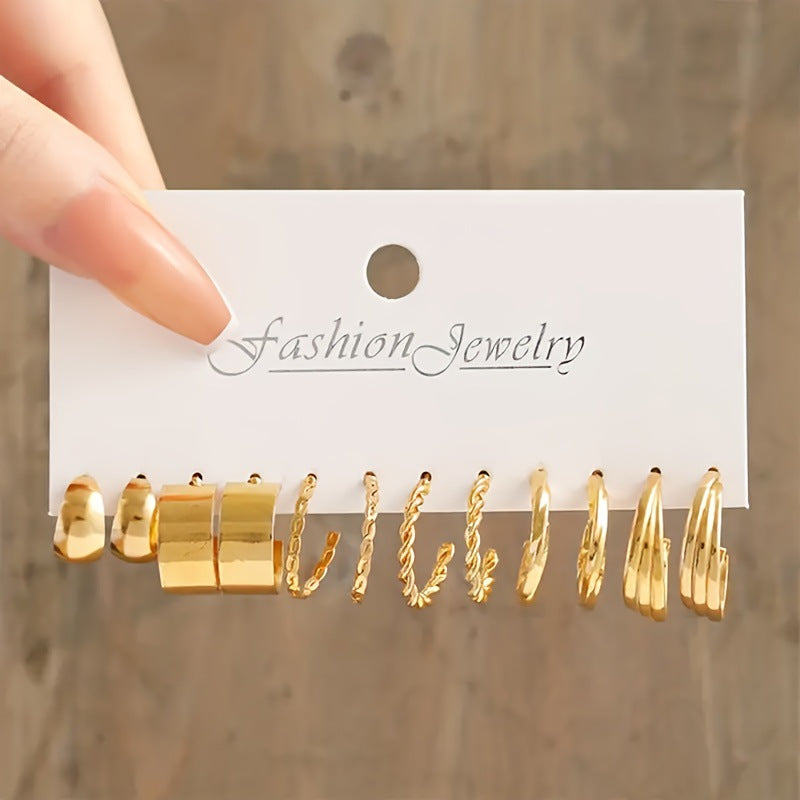 Modern Geometric Square Earrings Set – Minimalist Metal Jewelry