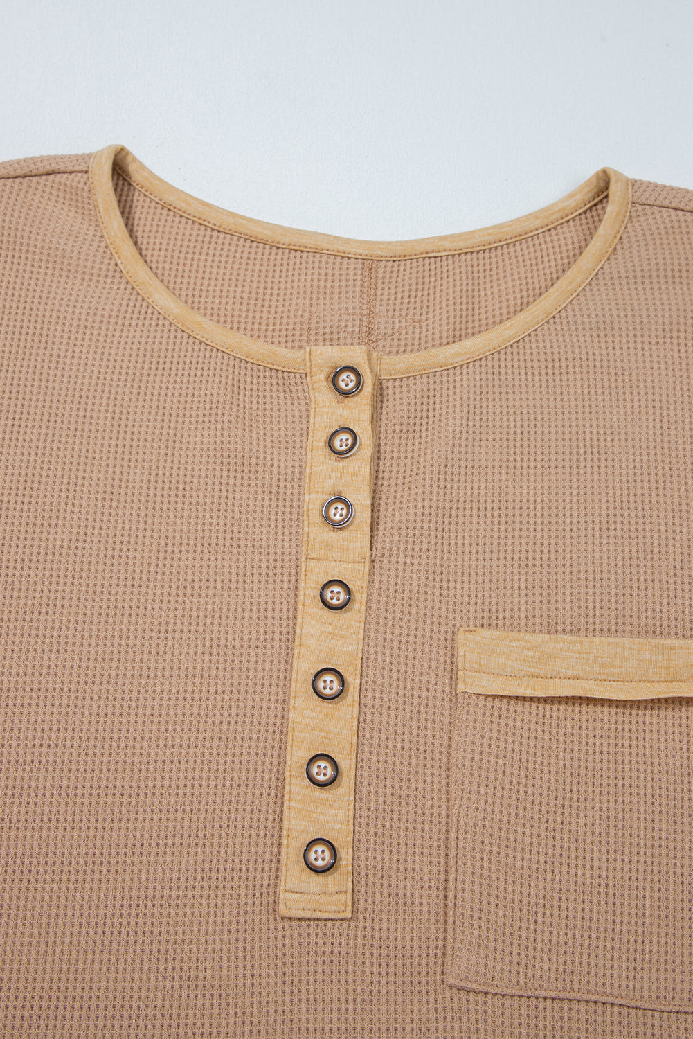 Colorblock Waffle Textured Henley Top