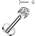 16G 5/16 3mm Clear CZ Round Medical Grade Titanium Flat Back Earring