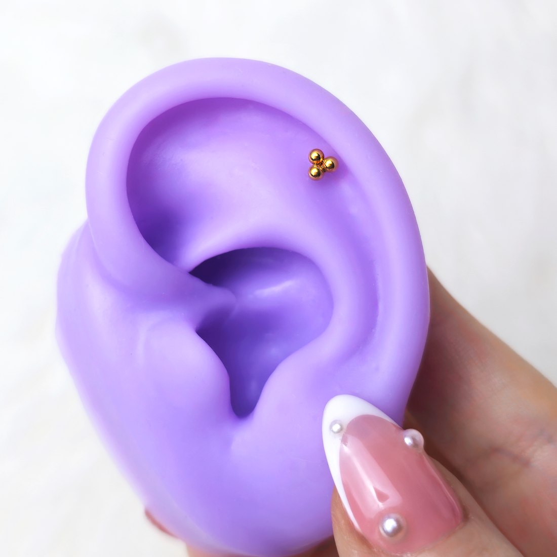 14k Yellow Gold Plated 3mm Trinity Ball Flat Back Stud Earrings - 1 Pair
