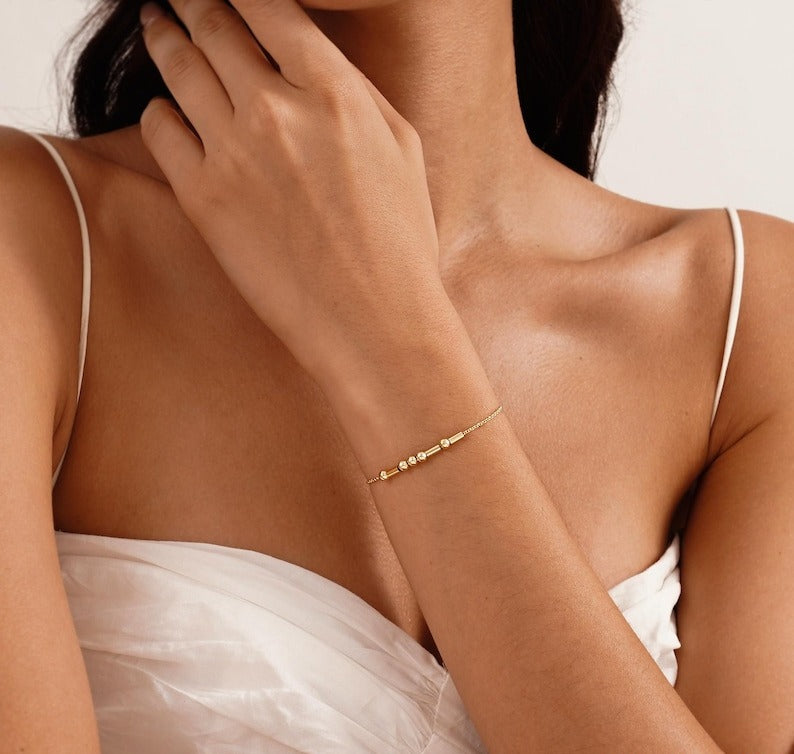 Custom Morse Code Name Bracelet Personalized Minimalist Jewelry