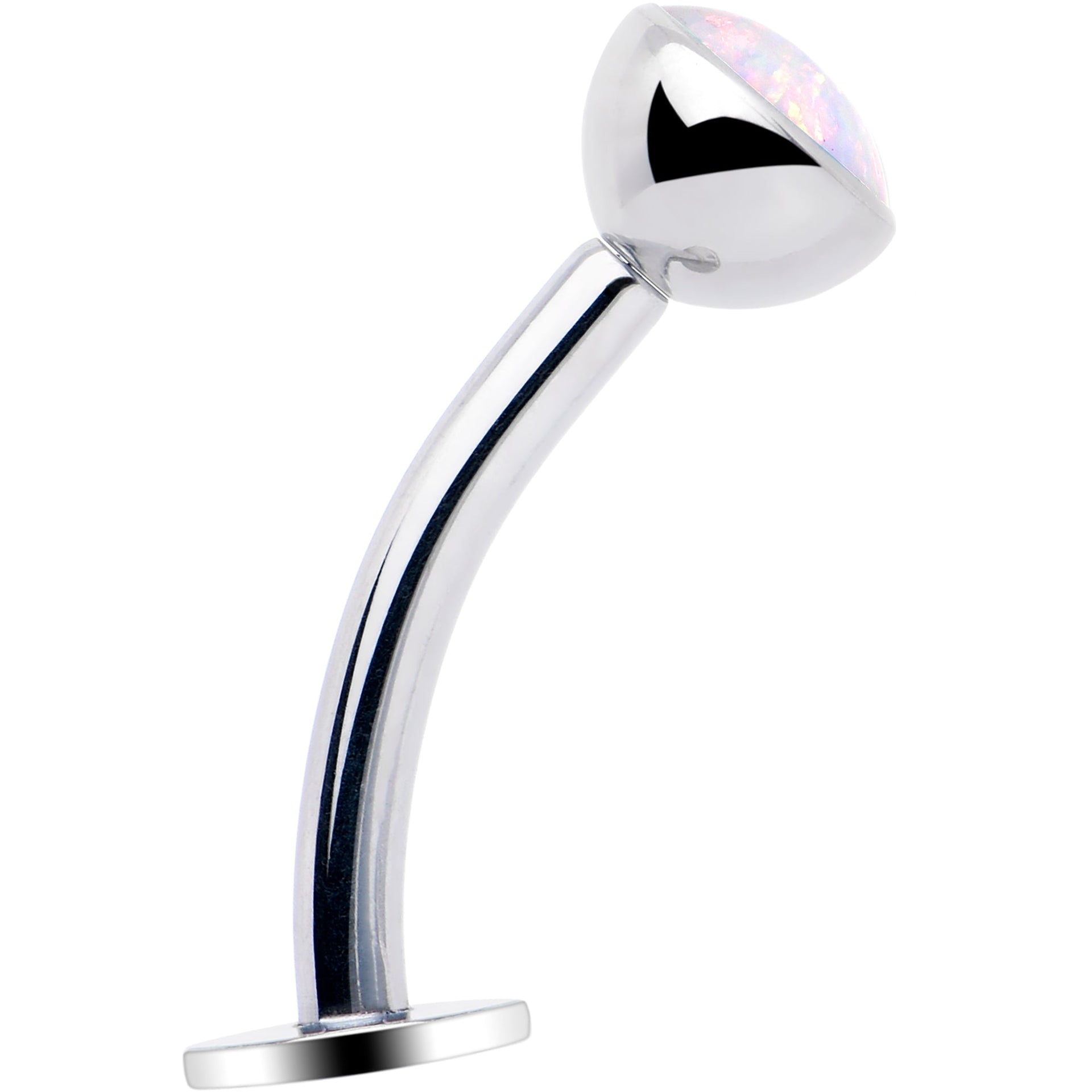 Synthetic Opal Bezel Titanium Threadless Floating Belly Ring
