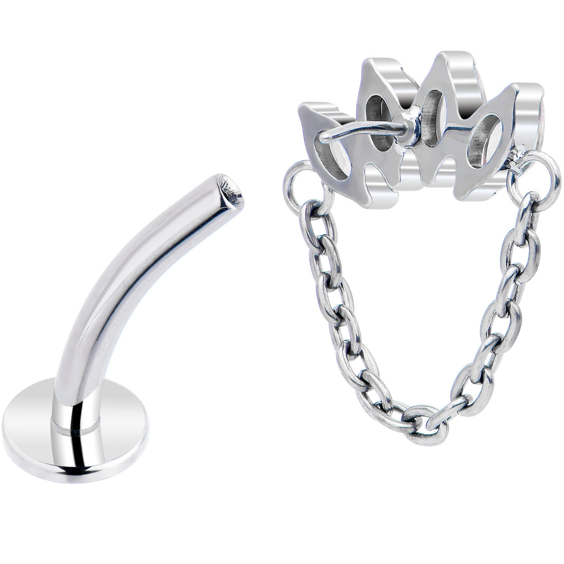 Gem Chain Dangle Titanium Push In Threadless Floating Belly Ring
