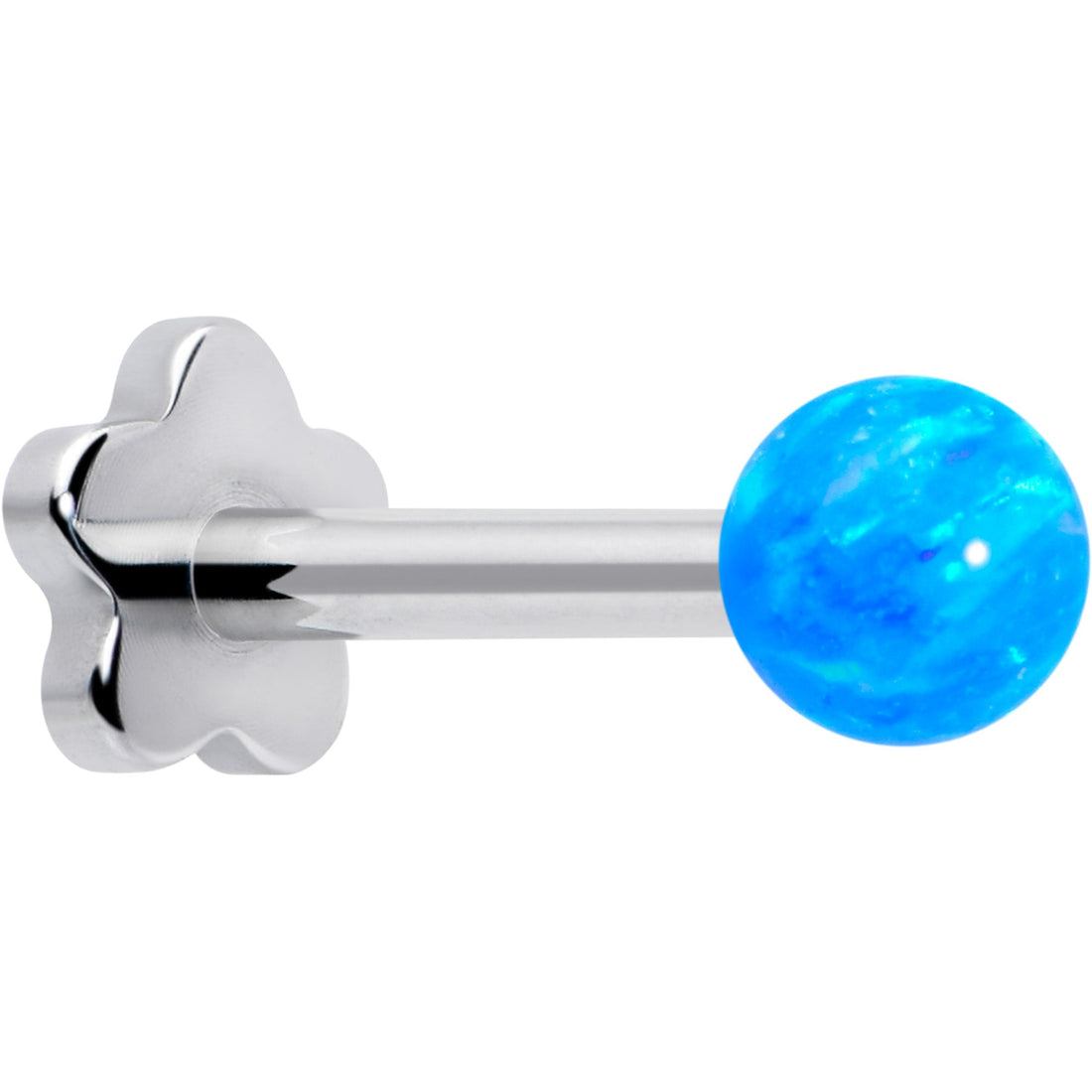 Titanium Reversible Flower Flat Back Stud 18G Synthetic Opal Ball