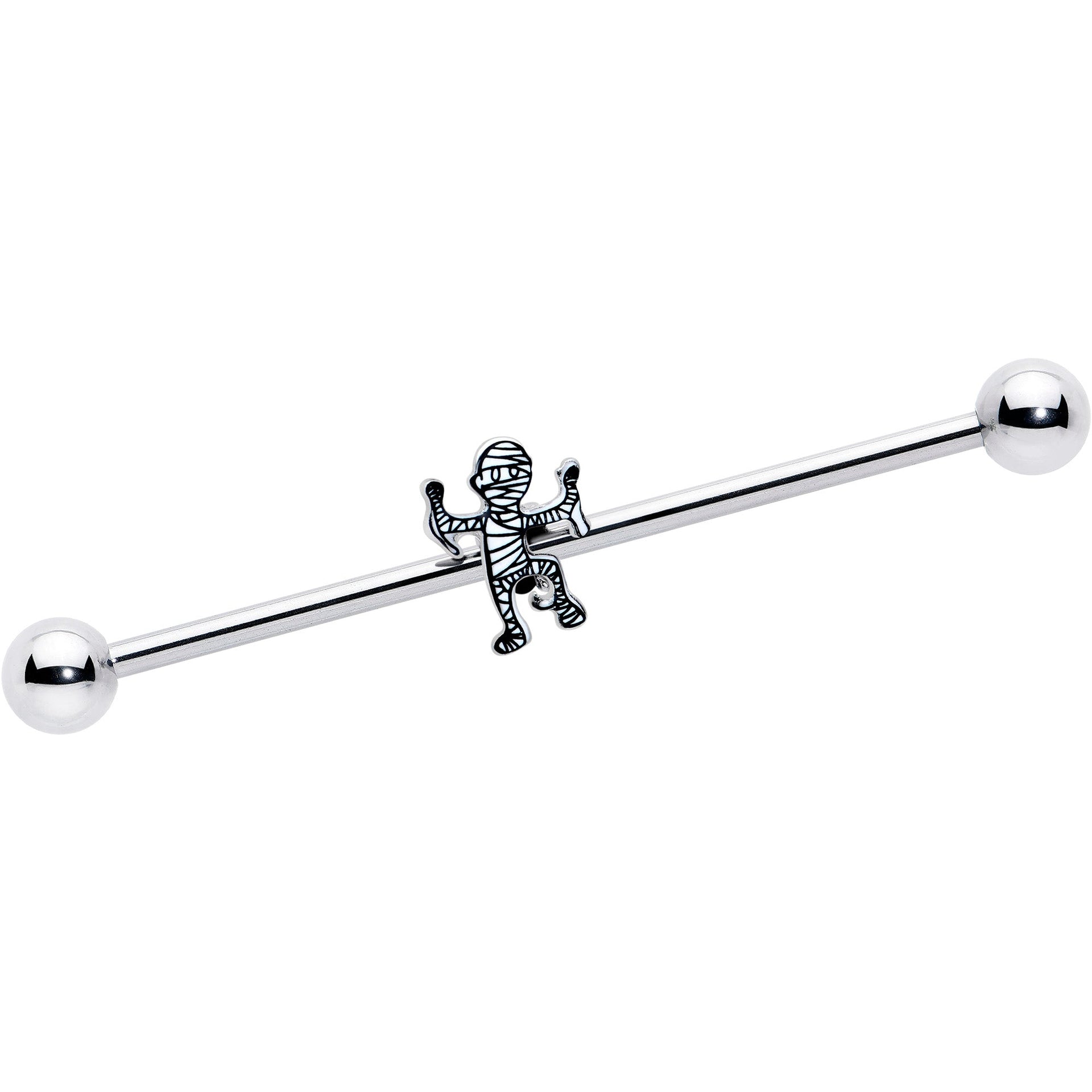 14G Two Tone Halloween Mummy Industrial Barbell 38mm