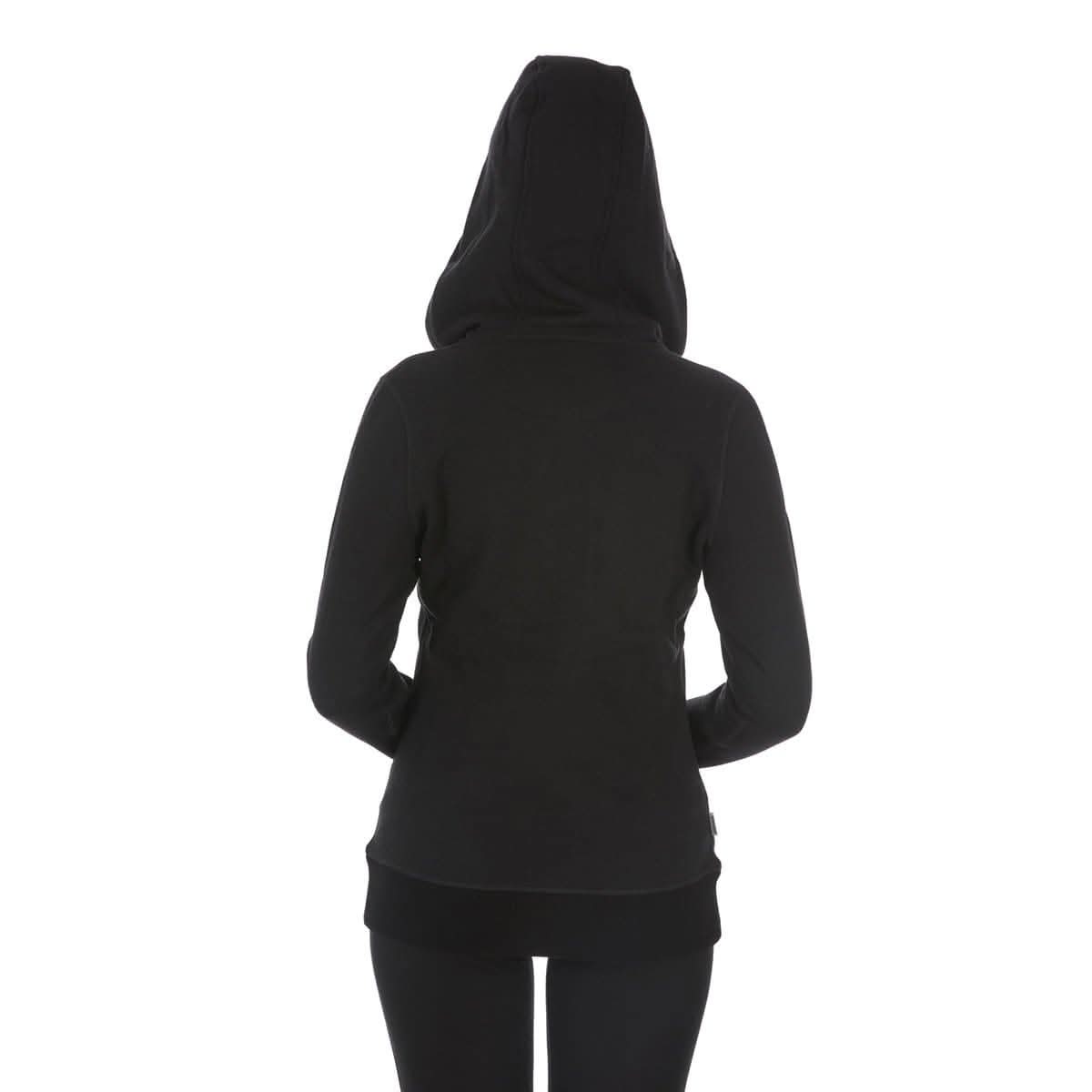 Women's Brushed Merino Wool Full-Zip Hoodie in Grey and Black