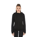 Women's Brushed Merino Wool Full-Zip Hoodie in Grey and Black