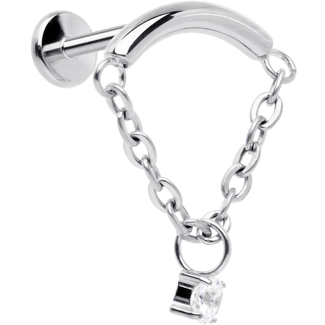 18G 5/16 CZ Gem Titanium Threadless Dangle Hidden Helix Earring