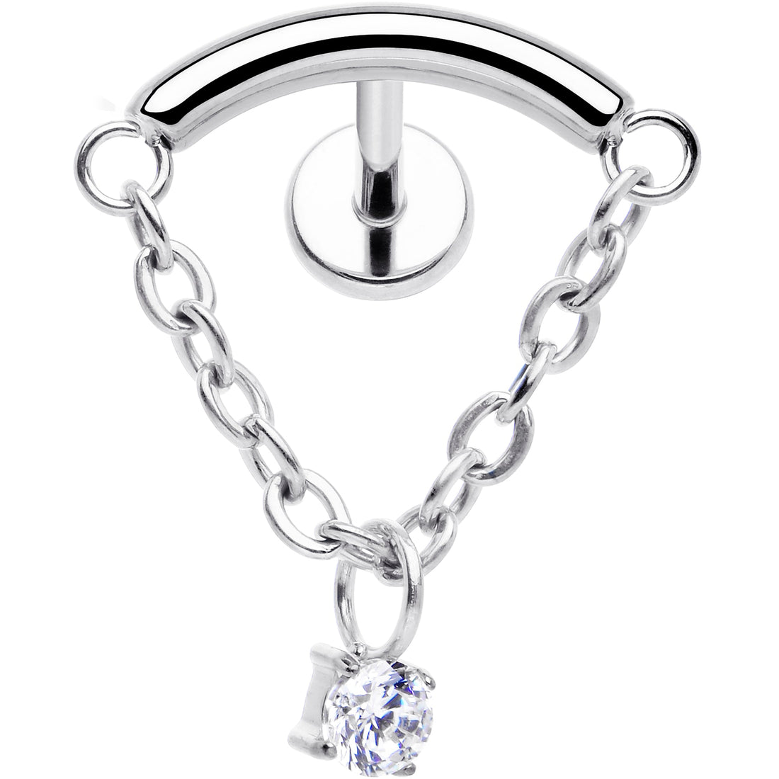 18G 5/16 CZ Gem Titanium Threadless Dangle Hidden Helix Earring