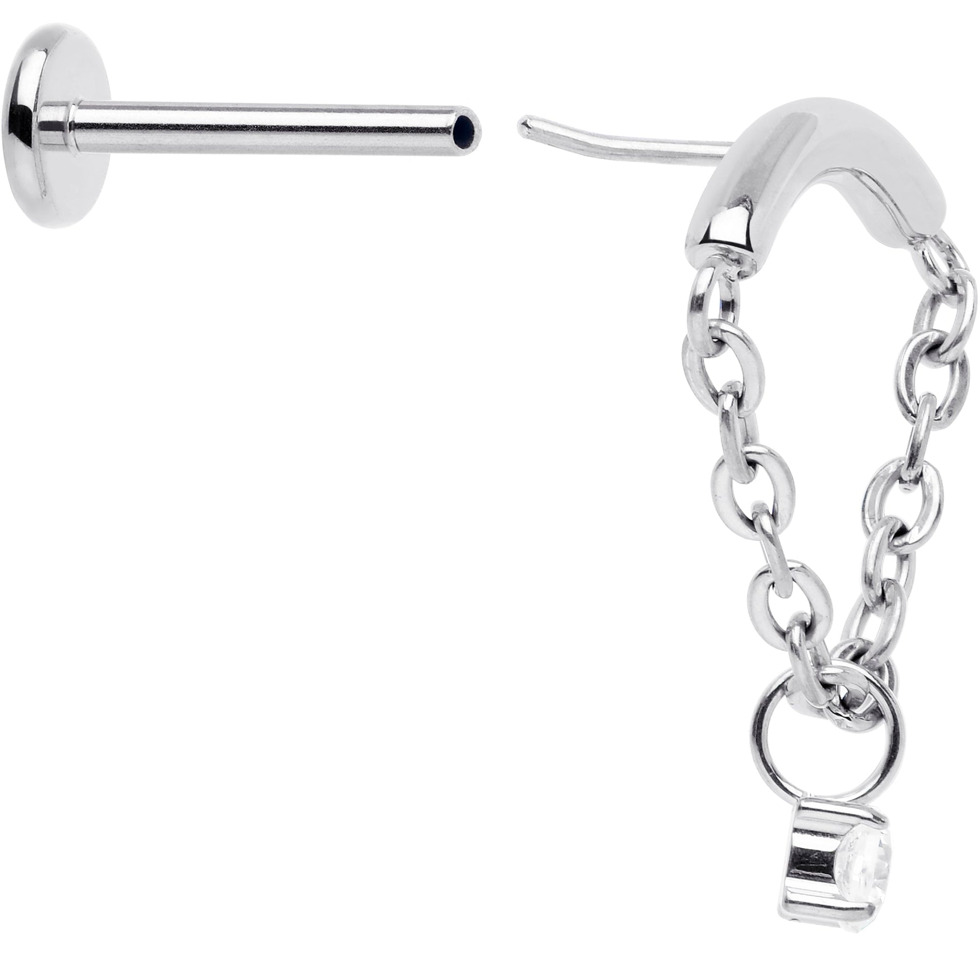 18G 5/16 CZ Gem Titanium Threadless Dangle Hidden Helix Earring