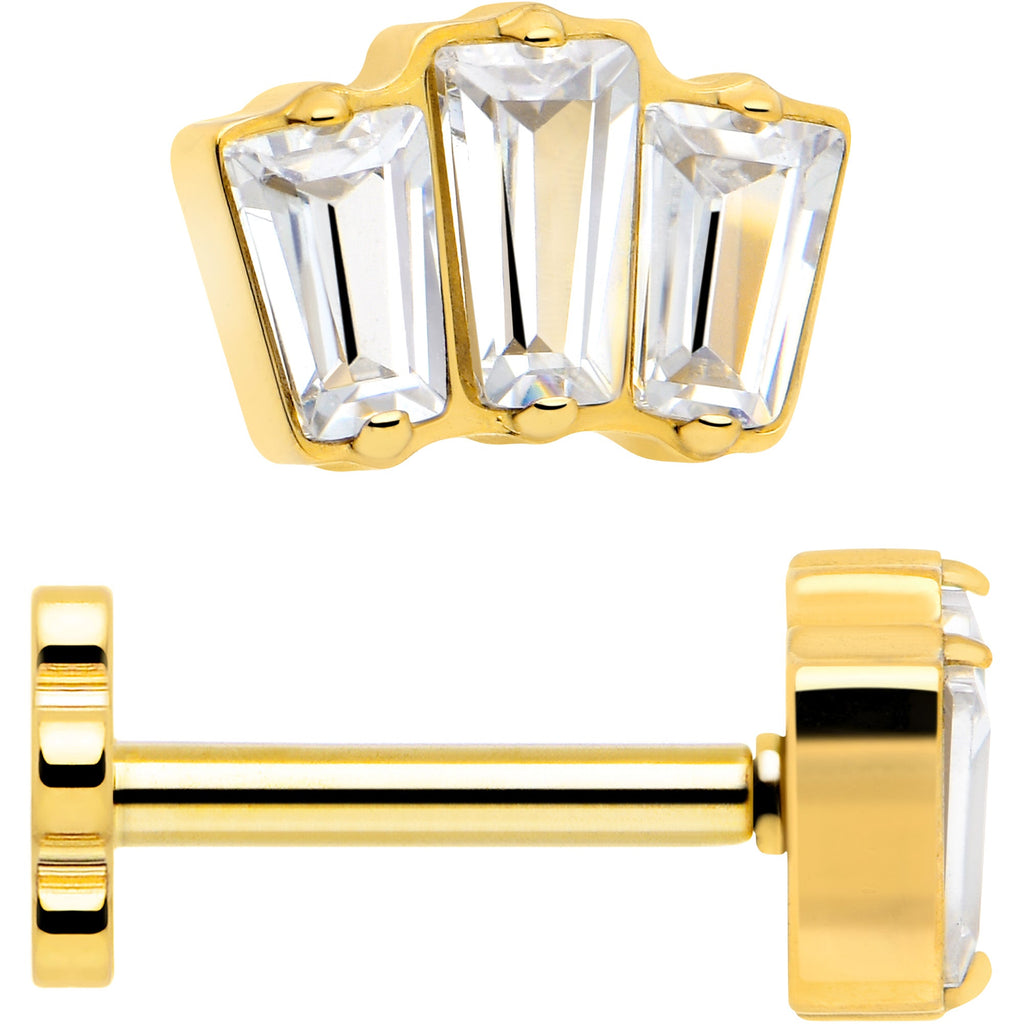 18g Gold Plated Titanium Threadless Flower Flat Back Earring - Image 6