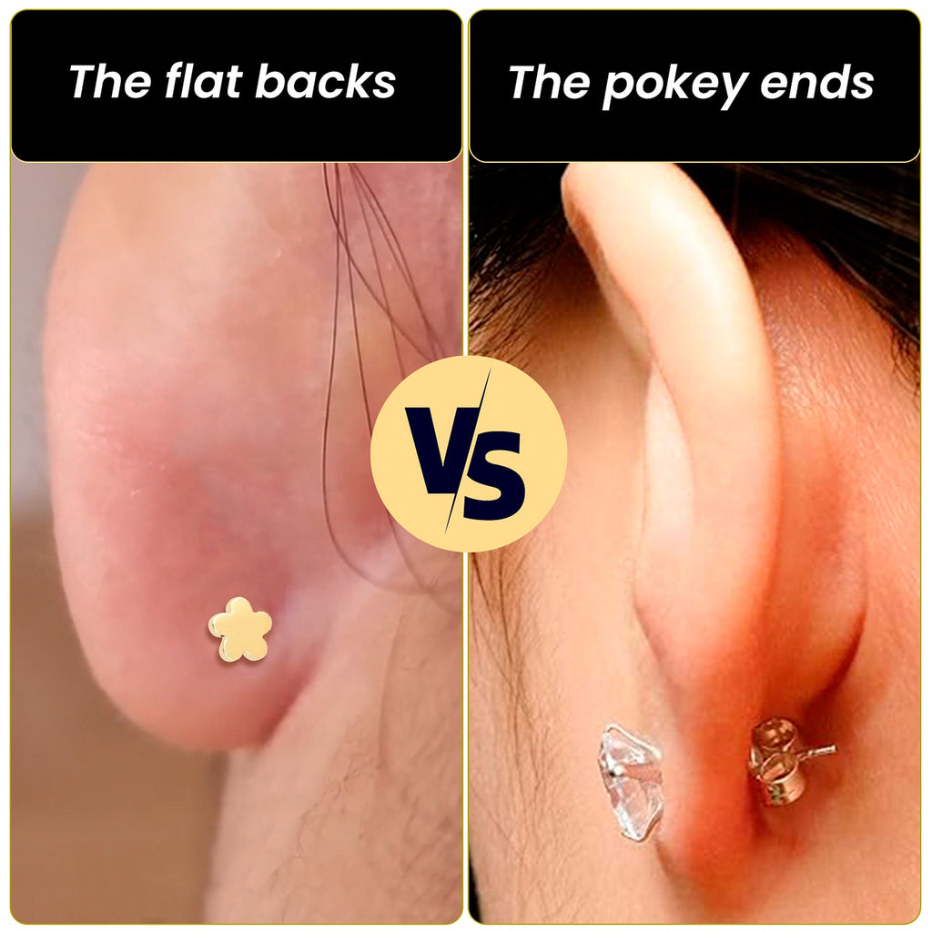 18g Gold Plated Titanium Threadless Flower Flat Back Earring - Image 7