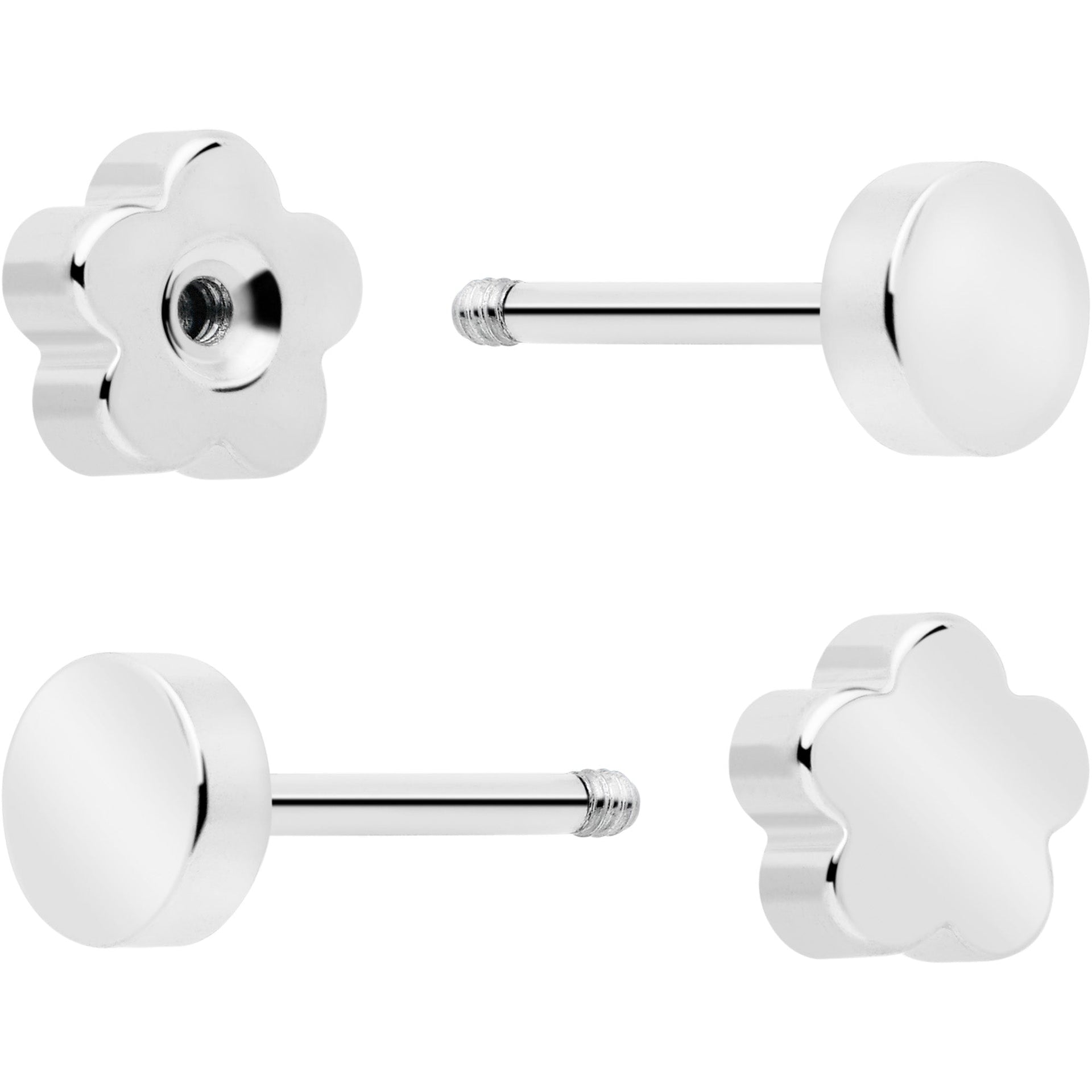 20G Flat Back Earring Set in Gold and Silver Tone Butterfly - Image 4