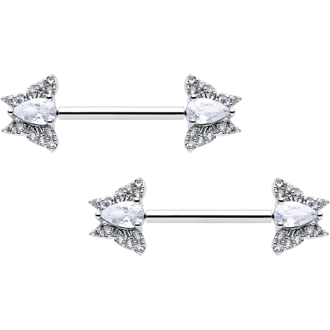 14G 9/16 Style Butterfly Threadless Nipple Ring Set
