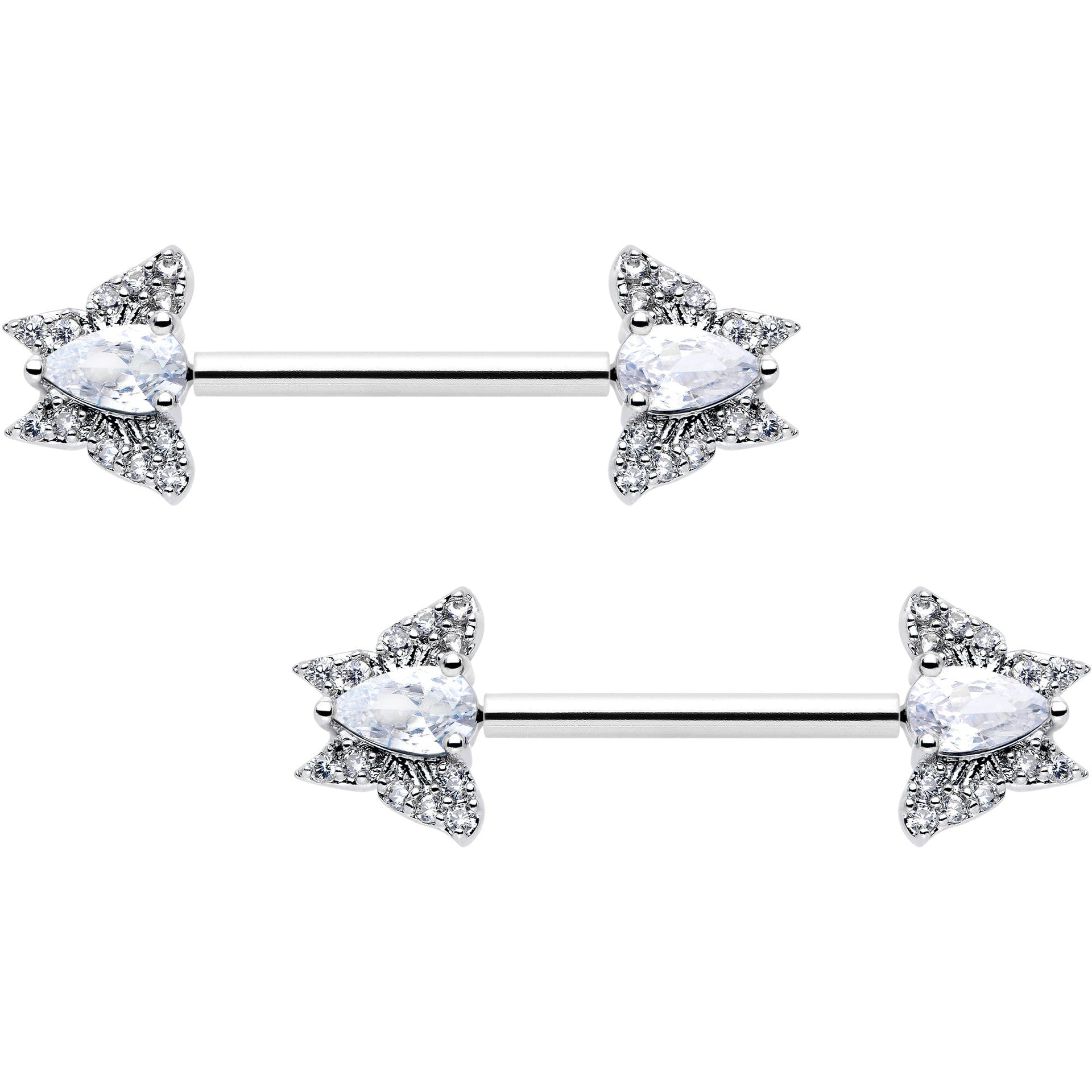 14G 9/16 Style Butterfly Threadless Nipple Ring Set