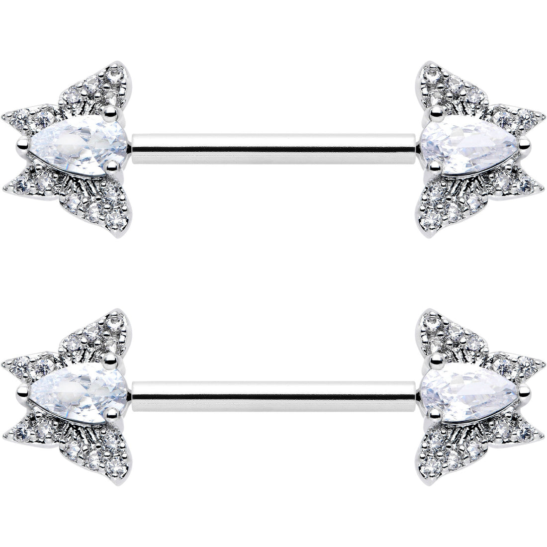 14G 9/16 Style Butterfly Threadless Nipple Ring Set