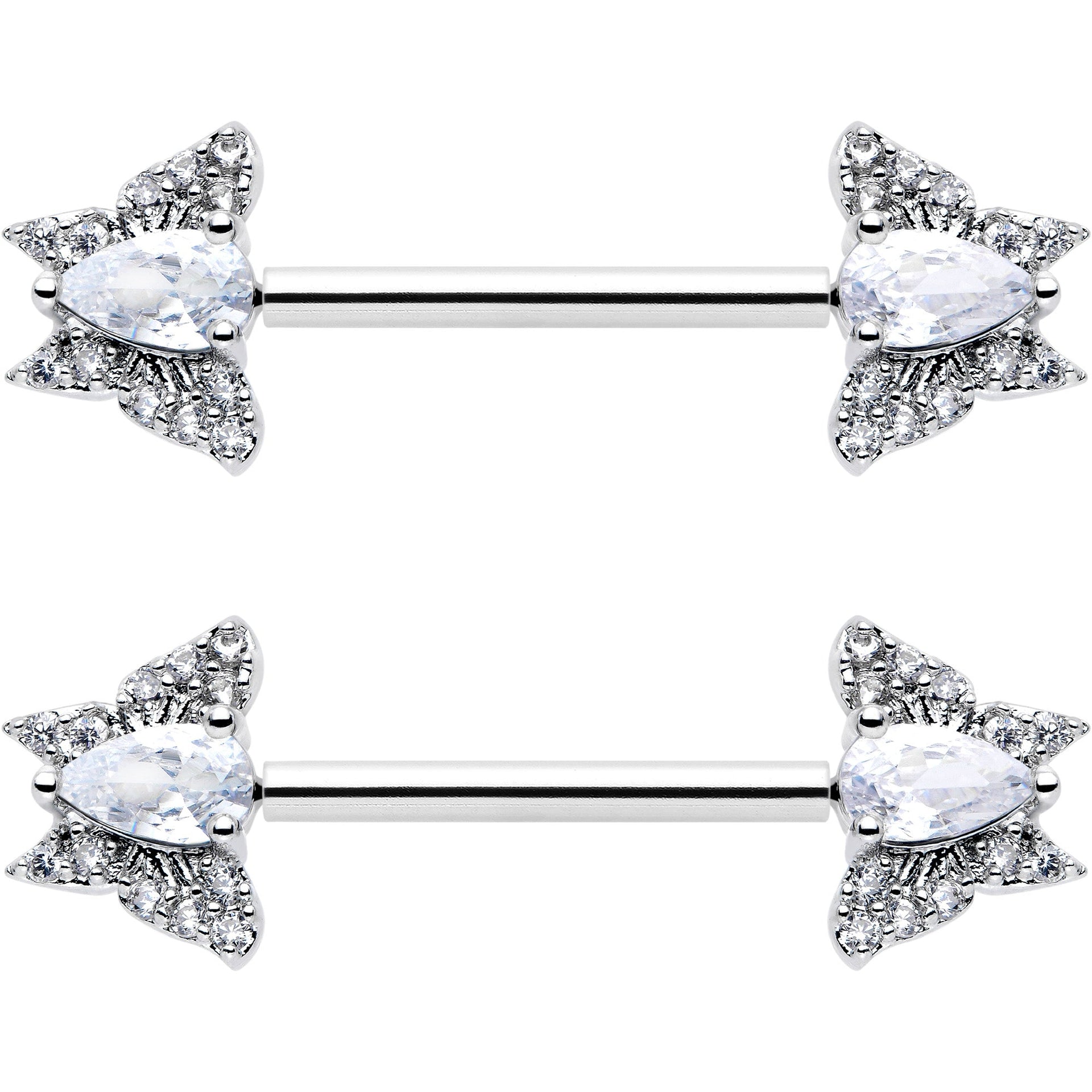 14G 9/16 Style Butterfly Threadless Nipple Ring Set
