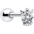 16G angel tragus earring with clear CZ gem and stainless steel barbell