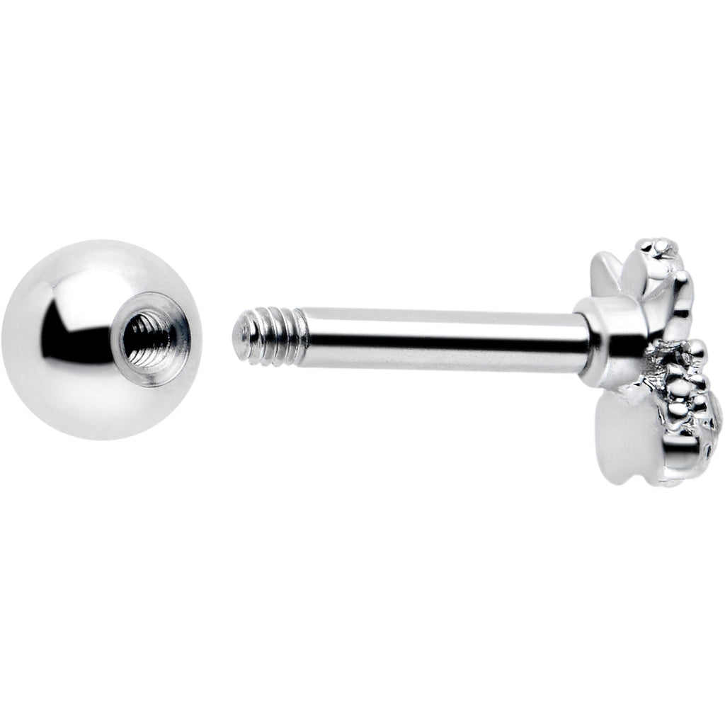 16G Angel Tragus Stud with Clear CZ Gem in Stainless Steel - Image 3