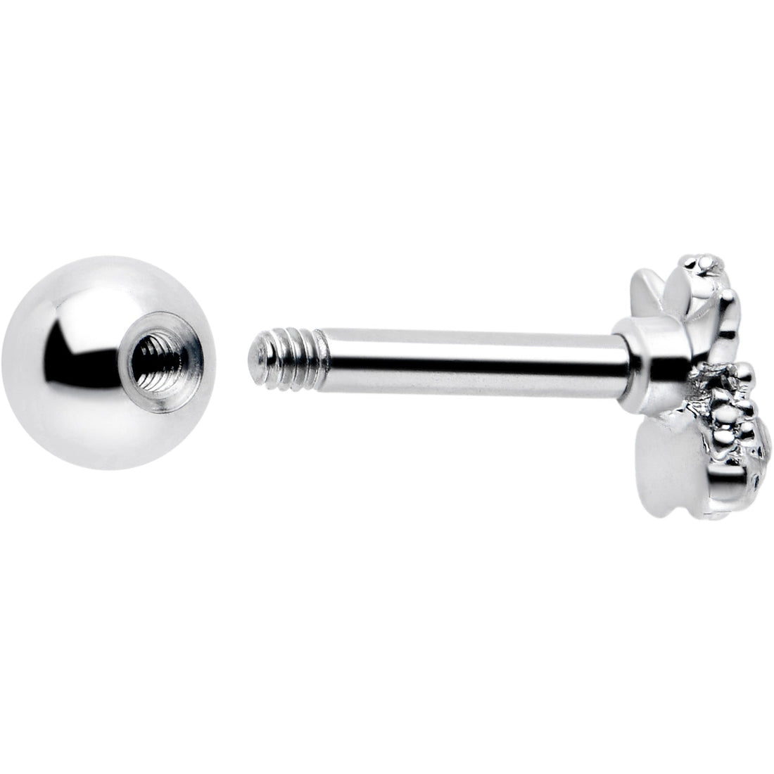 16G Angel Tragus Stud with Clear CZ Gem in Stainless Steel - Image 3
