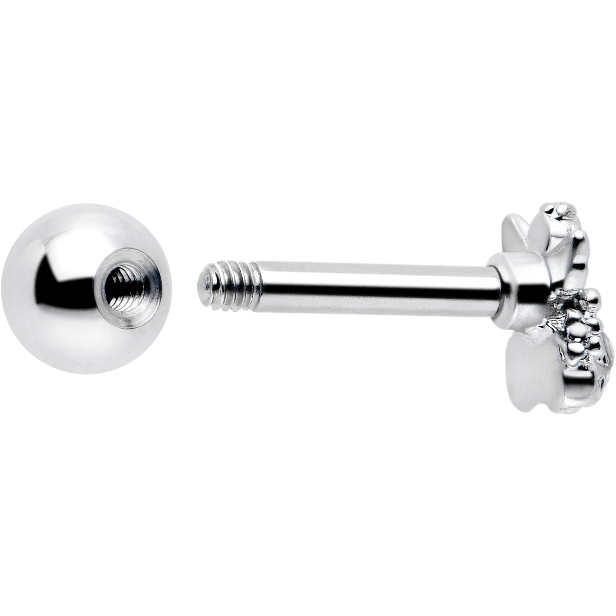 16G Angel Tragus Stud with Clear CZ Gem in Stainless Steel - Image 3