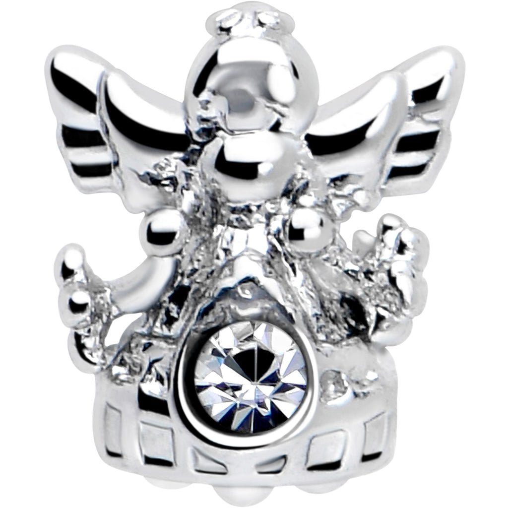 16G Angel Tragus Stud with Clear CZ Gem in Stainless Steel - Image 4