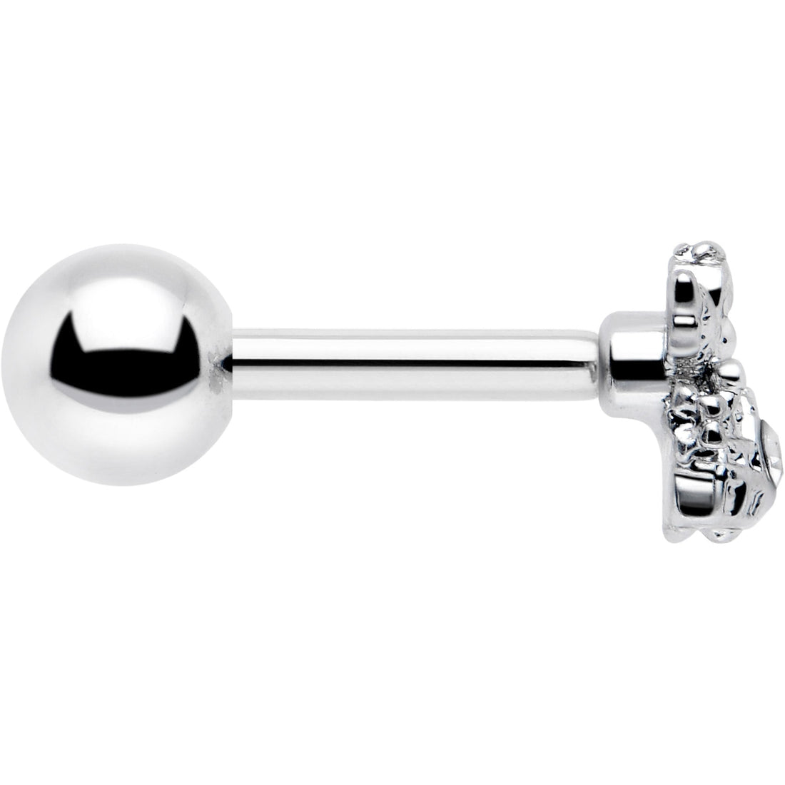 16G Angel Tragus Stud with Clear CZ Gem in Stainless Steel - Image 5