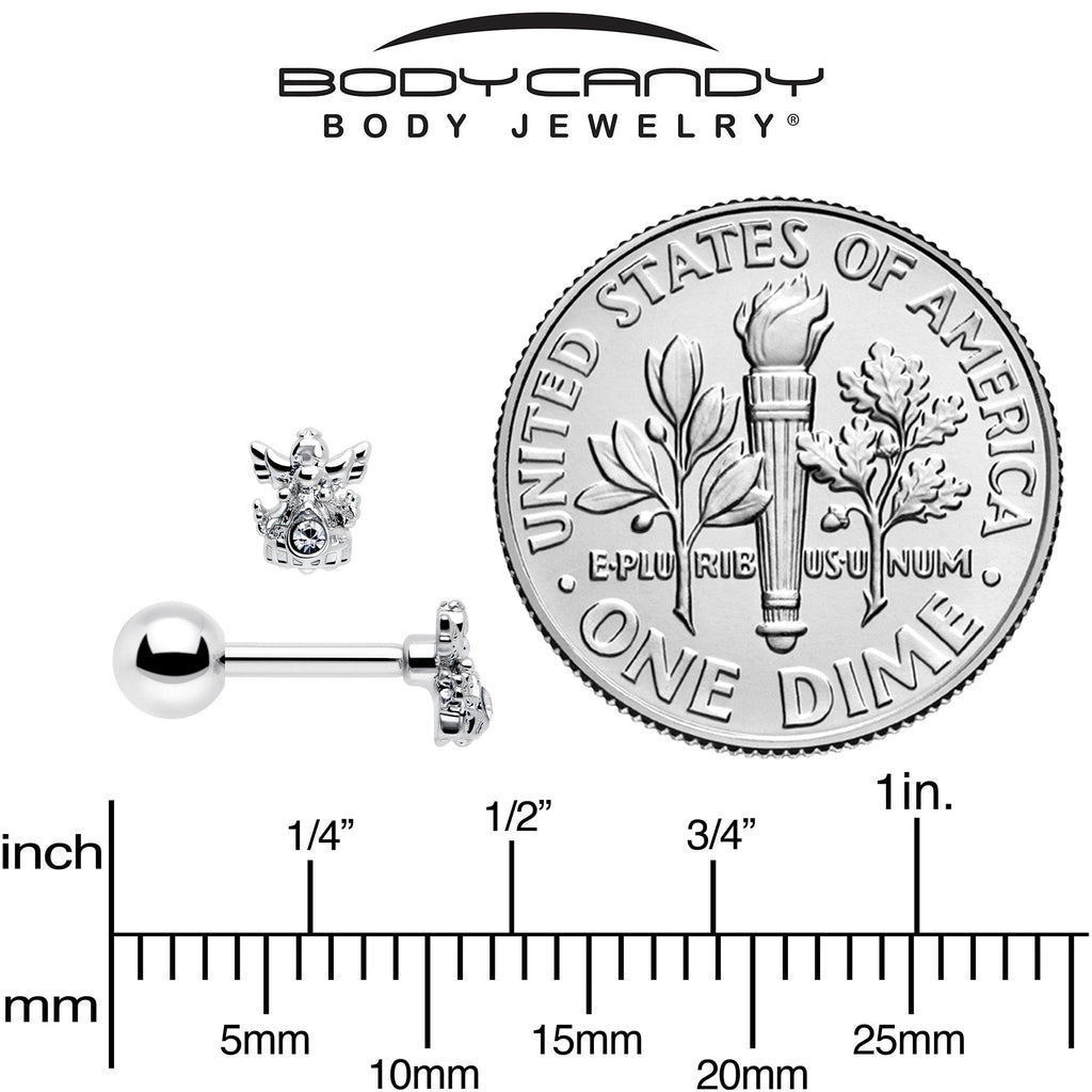 16G Angel Tragus Stud with Clear CZ Gem in Stainless Steel - Image 6