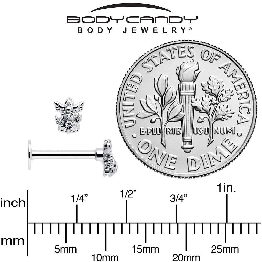 16G Clear CZ Angel Labret Monroe Tragus Piercing Jewelry - Image 6