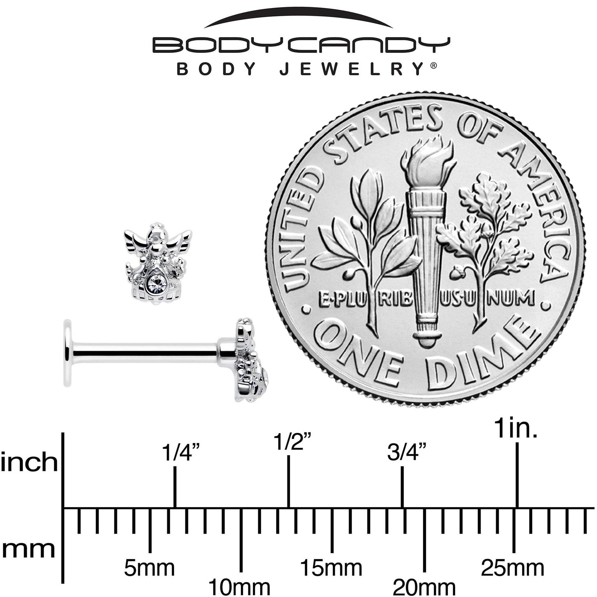 16G Clear CZ Angel Labret Monroe Tragus Piercing Jewelry - Image 6