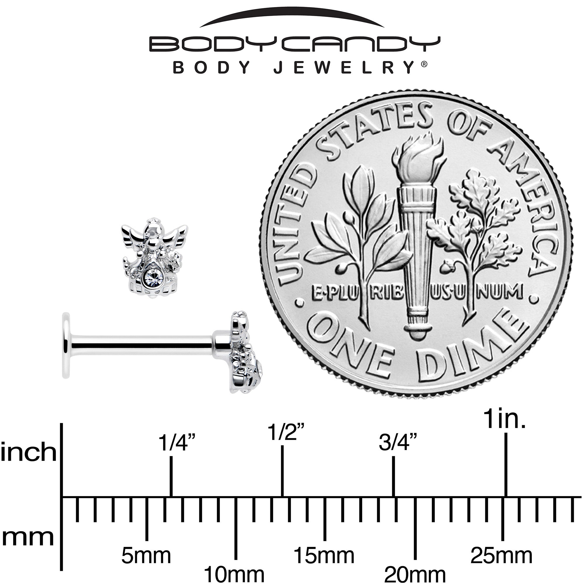 16G Clear CZ Angel Labret Monroe Tragus Piercing Jewelry - Image 6