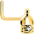 Champagne Bottle L Shape Nose Ring with Clear Gem - Image 6