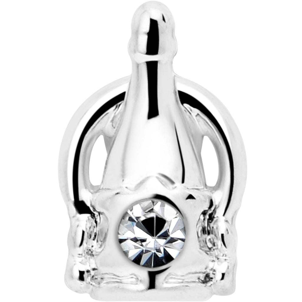 Champagne Bottle L Shape Nose Ring with Clear Gem - Image 3