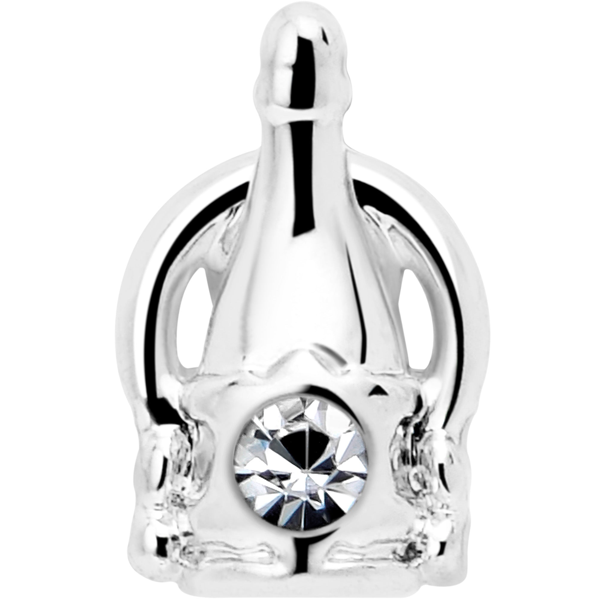 Champagne Bottle L Shape Nose Ring with Clear Gem - Image 3