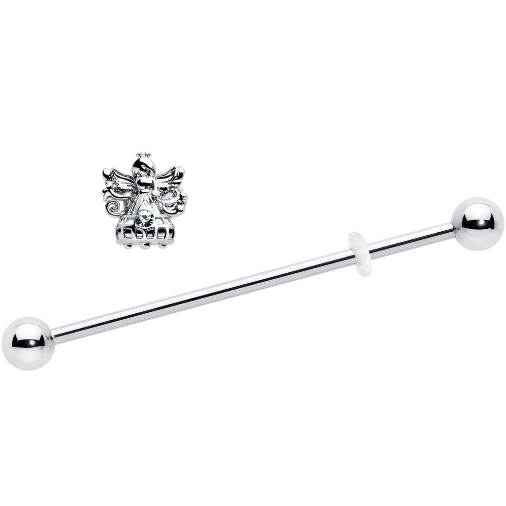 14G Clear CZ Gem Angel Industrial Barbell 38mm - Image 2