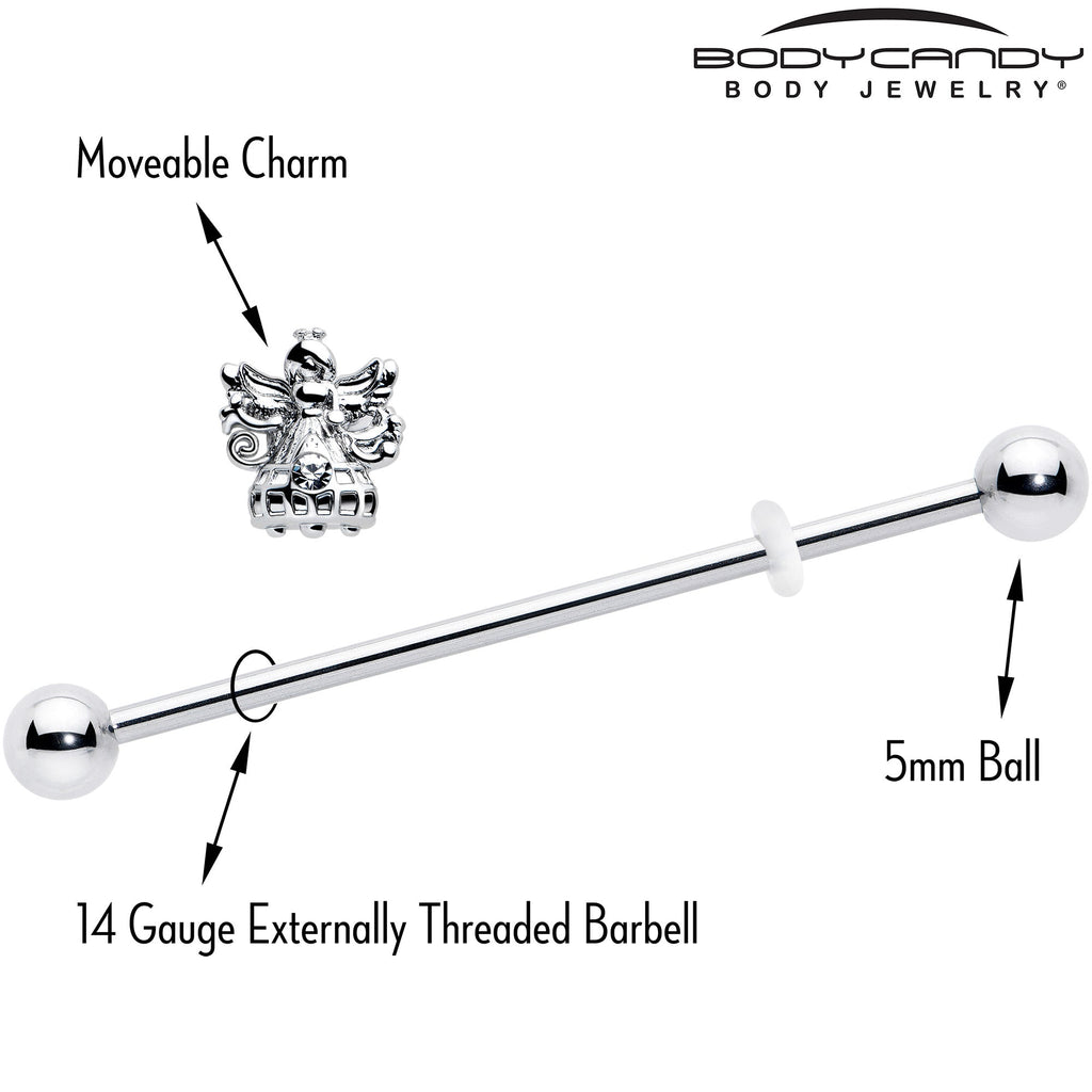 14G Clear CZ Gem Angel Industrial Barbell 38mm - Image 4