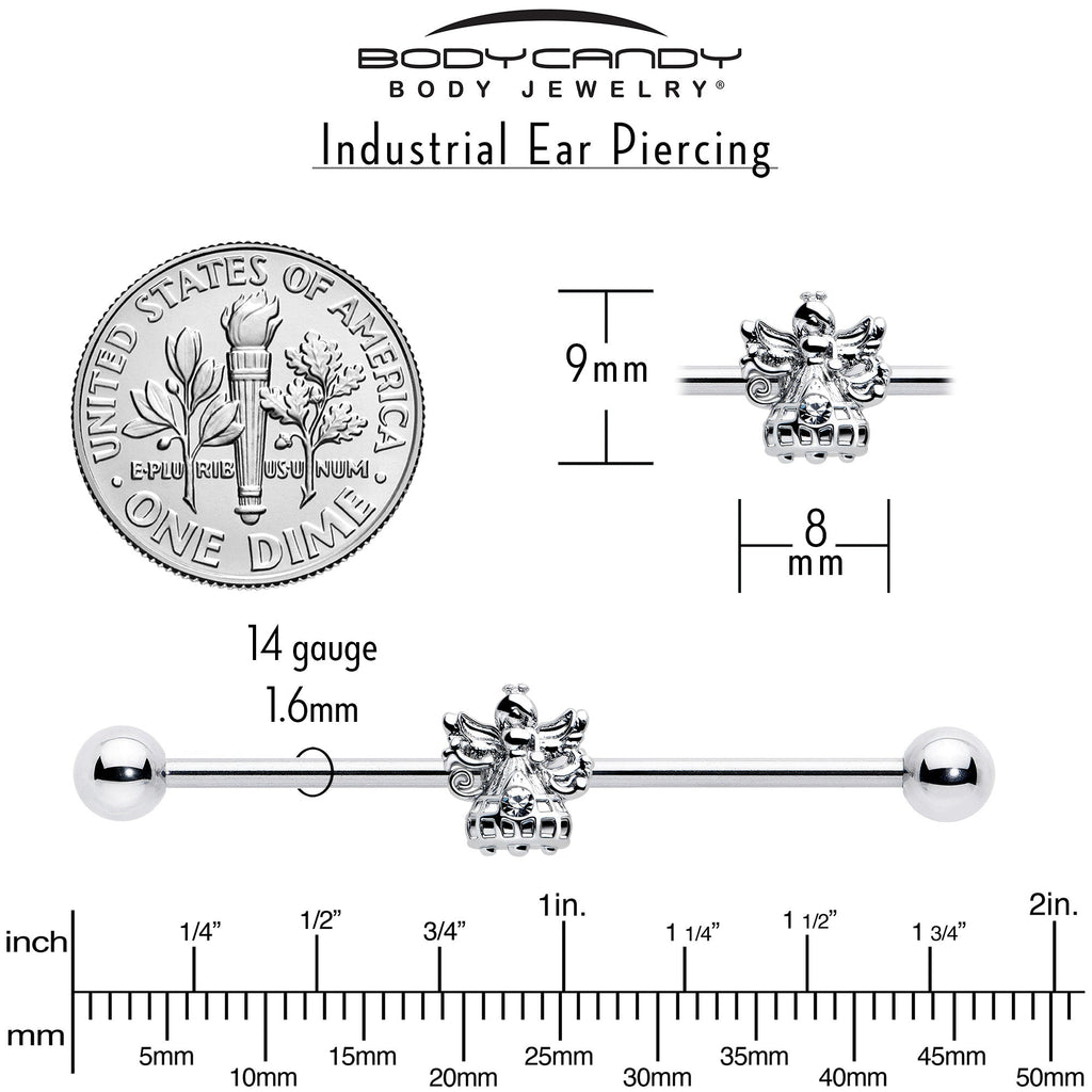 14G Clear CZ Gem Angel Industrial Barbell 38mm - Image 5