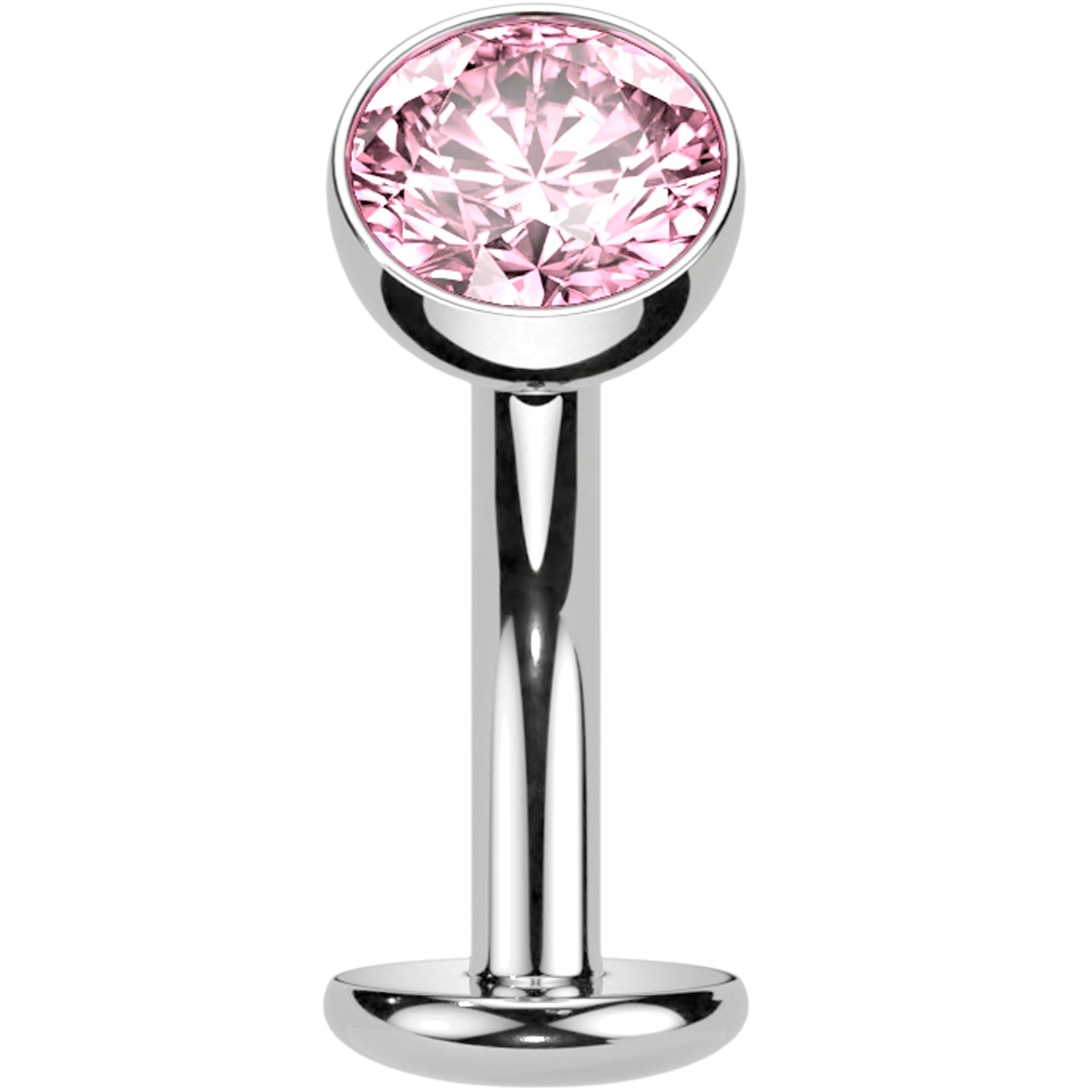 CZ Bezel Gem Titanium Threadless Floating Belly Ring