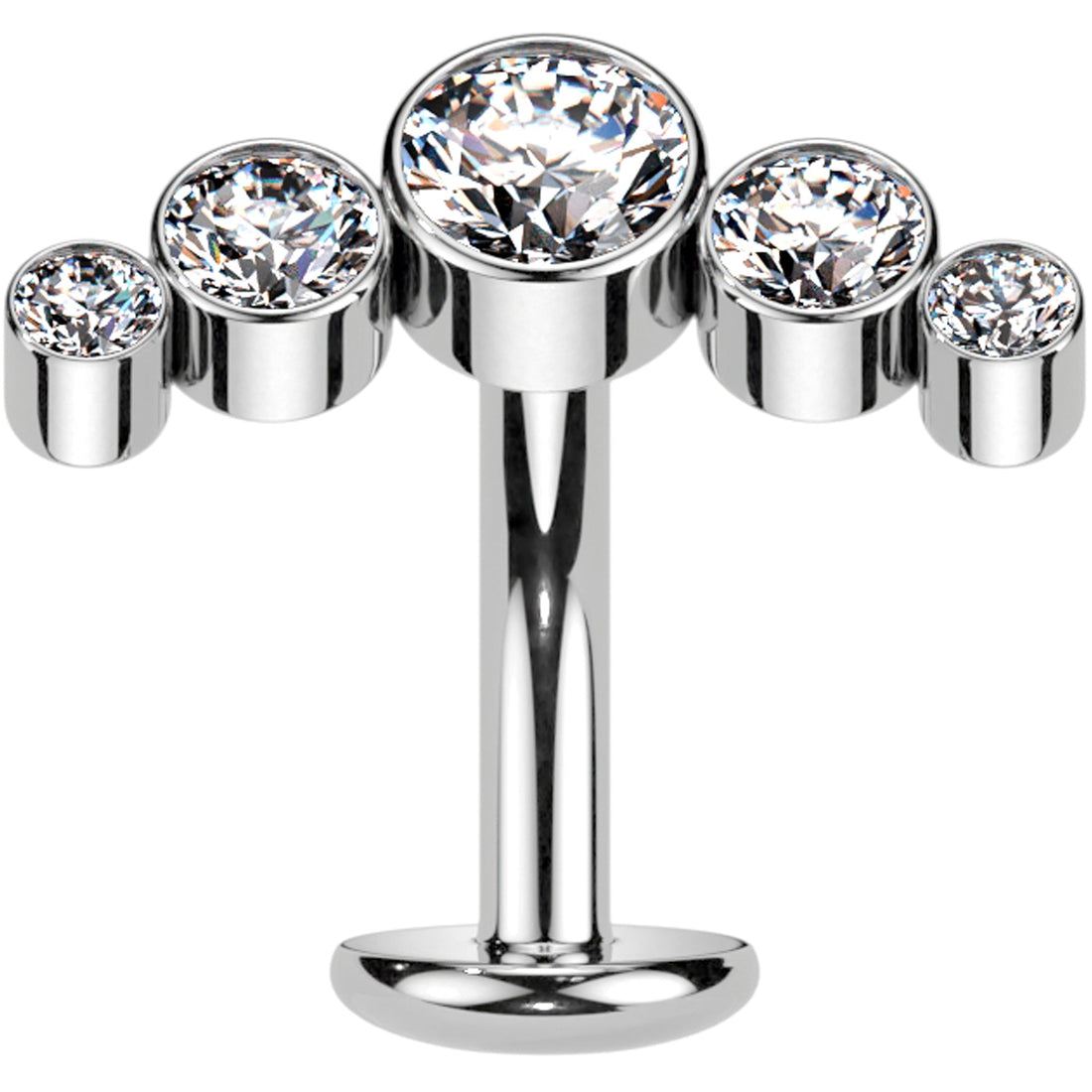 Cubic Zirconia Gem Titanium Curve Threadless Floating Belly Ring