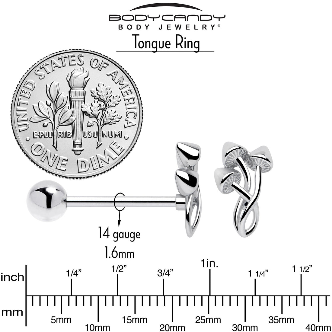Trippy Mushroom Trio Barbell Tongue Ring