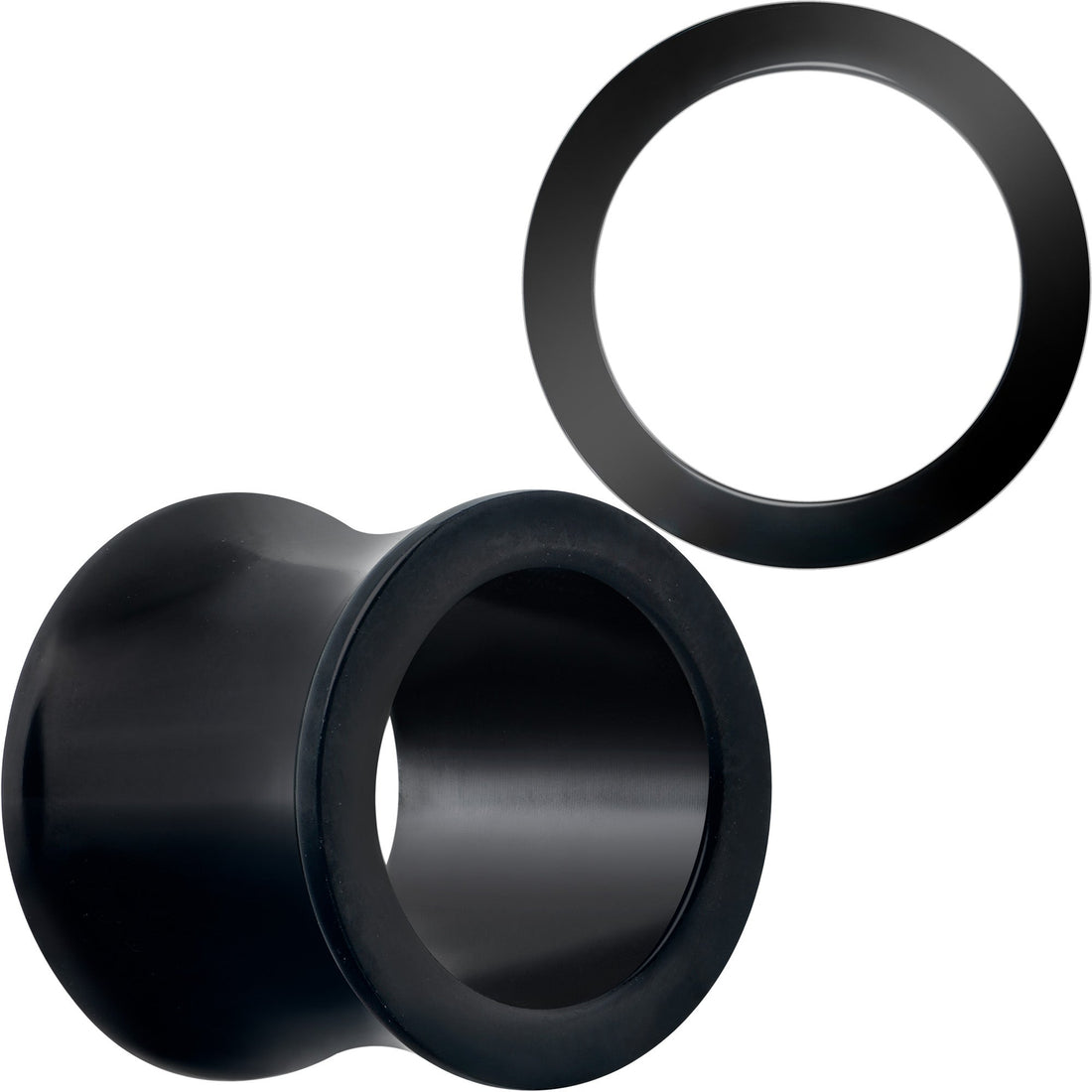 Black Double Flare Tunnel Plugs for Stretched Lobes - Image 7