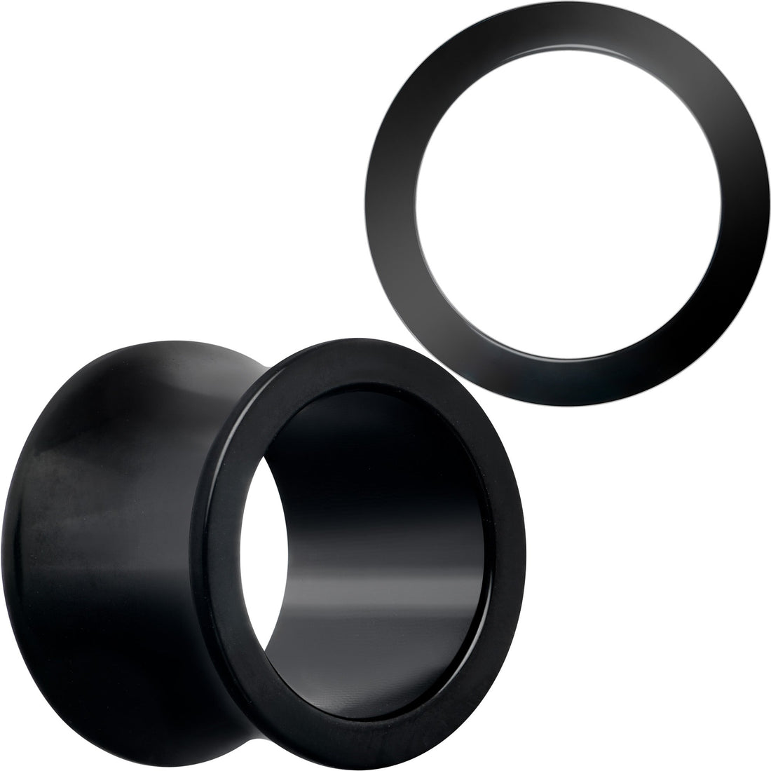 Black Double Flare Tunnel Plugs for Stretched Lobes - Image 8