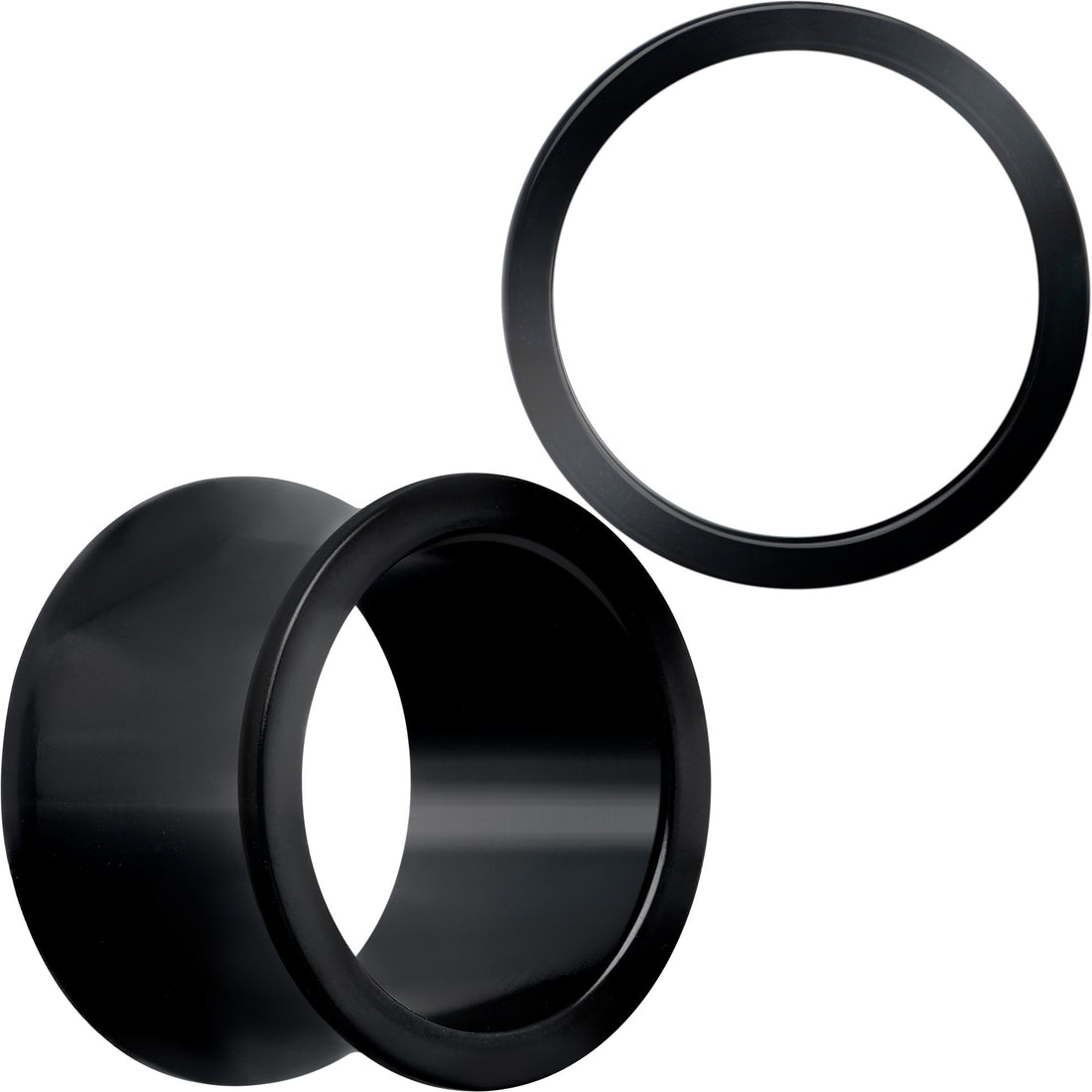 Black Double Flare Tunnel Plugs for Stretched Lobes - Image 9