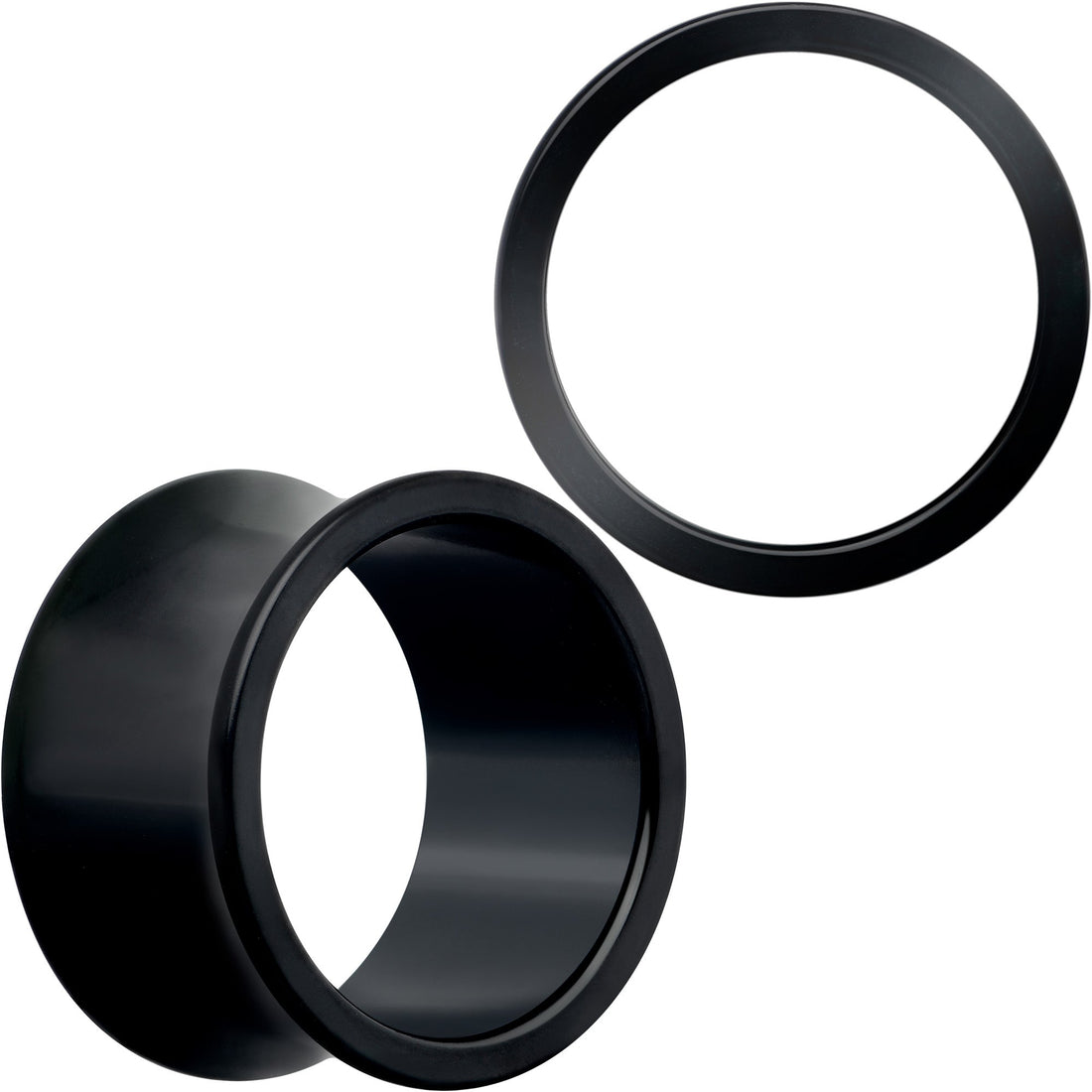 Black Double Flare Tunnel Plugs for Stretched Lobes - Image 10