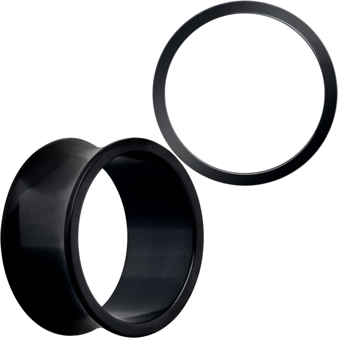 Black Double Flare Tunnel Plugs for Stretched Lobes - Image 11