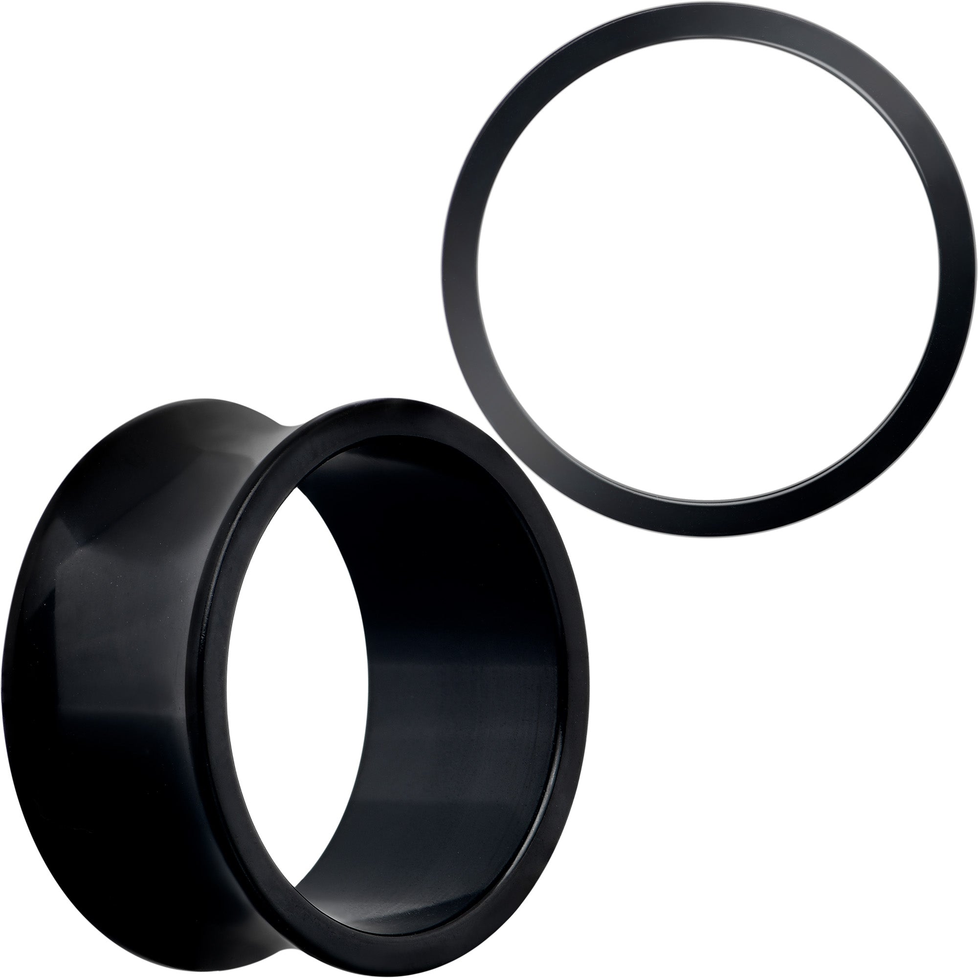 Black Double Flare Tunnel Plugs for Stretched Lobes - Image 11